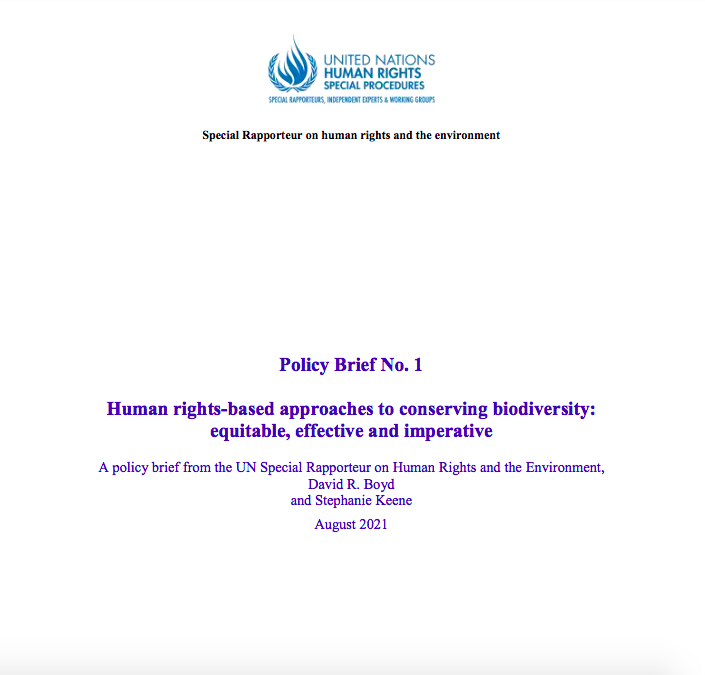 Policy Brief: Human rights-based approaches to conserving biodiversity: equitable, effective and imperative